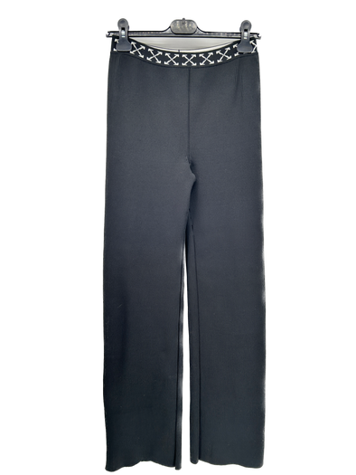 Pantalon legging noir avec bande logo en maille côtelée