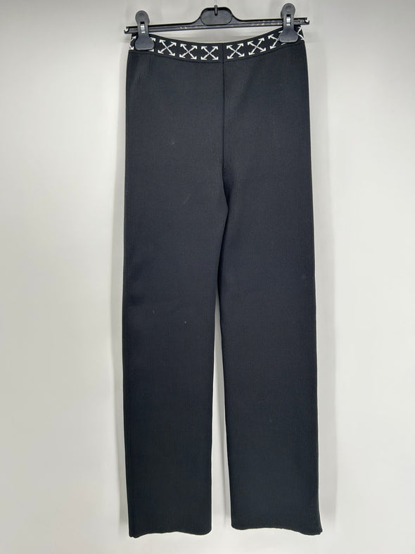Pantalon legging noir avec bande logo en maille côtelée