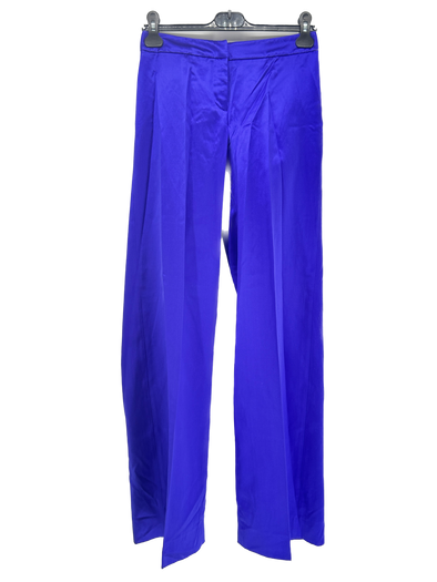 Pantalon en soie cintré bleu roi