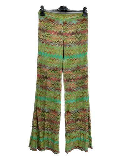 Pantalon en maille vert à motif géométrique