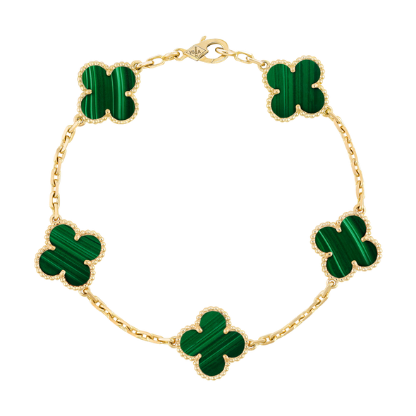 Bracelet "Vintage Alhambra" 5 motifs en malachite