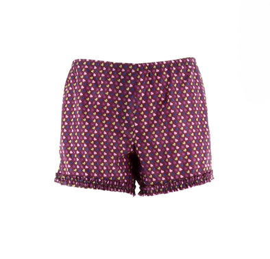 Mini short violet à imprimés cœurs