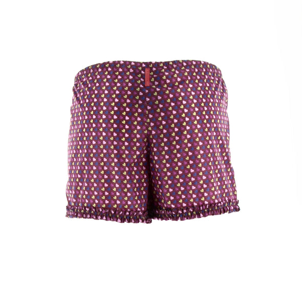 Mini short violet à imprimés cœurs