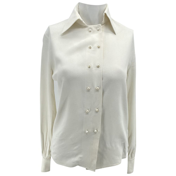 Blouse blanche à perles