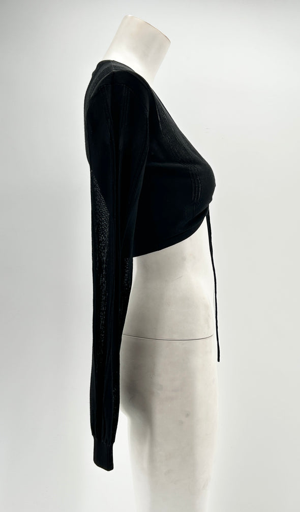 Crop top noir à manches longues