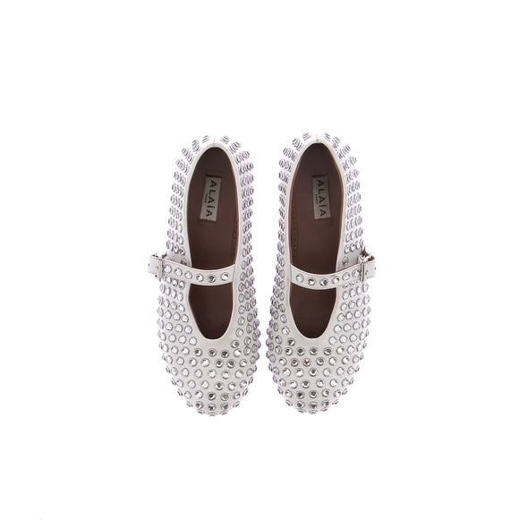 Ballerines blanches à strass