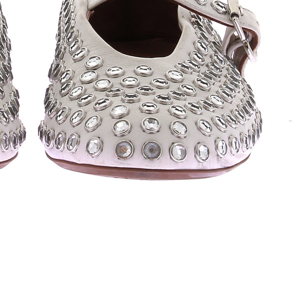 Ballerines blanches à strass