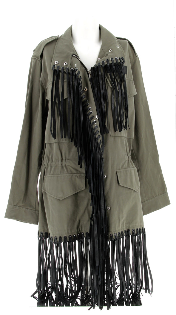 Veste kaki à franges