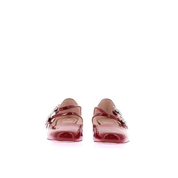 Babies en cuir verni rouge