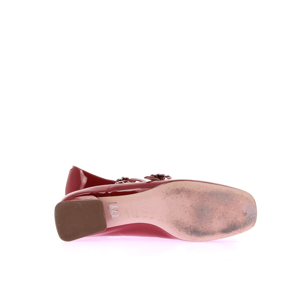 Babies en cuir verni rouge