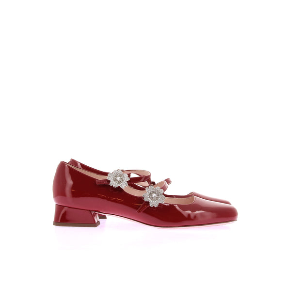 Babies en cuir verni rouge