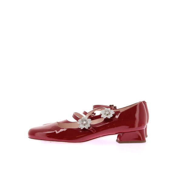 Babies en cuir verni rouge