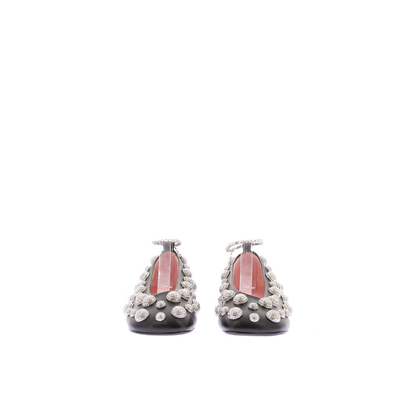 Ballerines en cuir et cristal