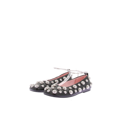 Ballerines en cuir et cristal