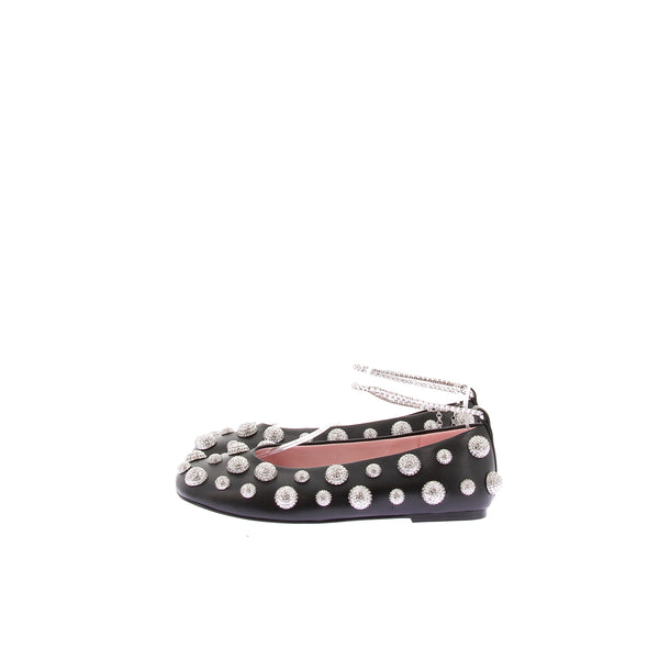 Ballerines en cuir et cristal