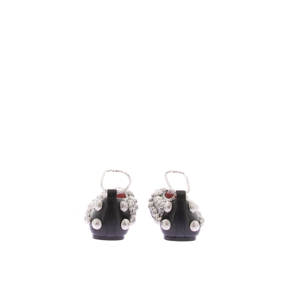 Ballerines en cuir et cristal