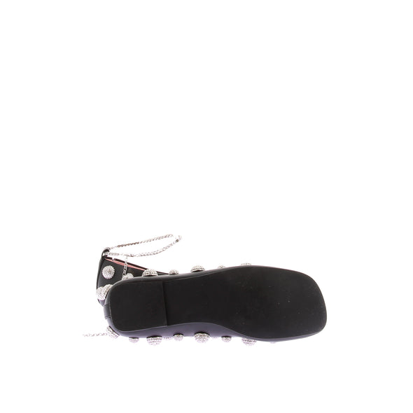 Ballerines en cuir et cristal