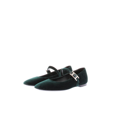 Ballerines en velours vertes