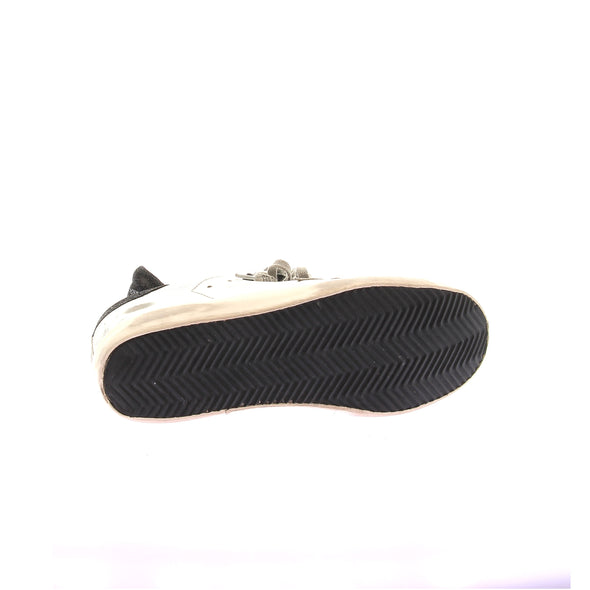 Baskets "Super-Star" en cuir argenté et noir