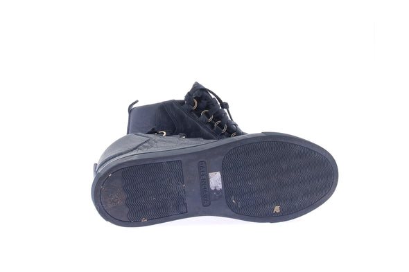 Baskets montantes "Arena" en cuir marine