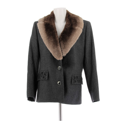 Blazer en laine et fausse fourrure