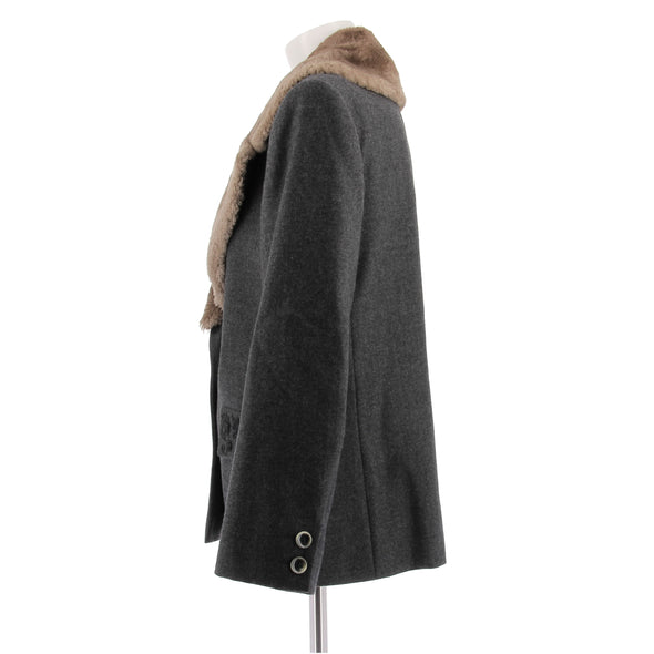 Blazer en laine et fausse fourrure