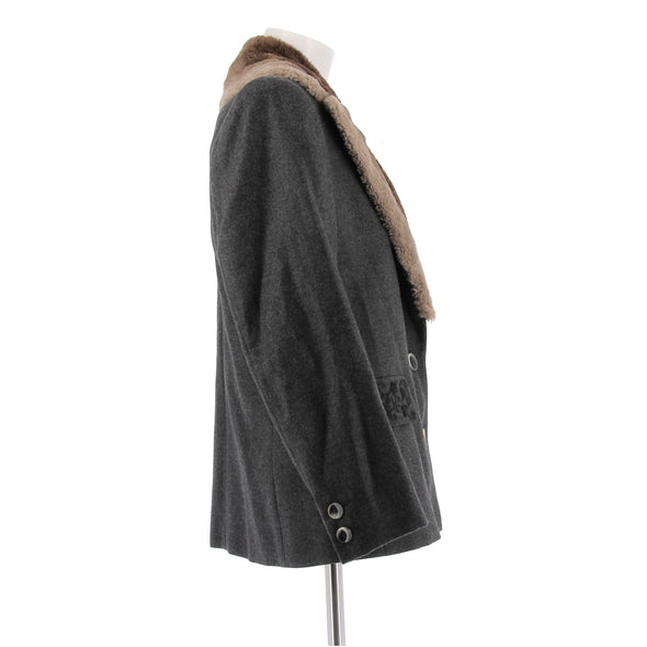 Blazer en laine et fausse fourrure