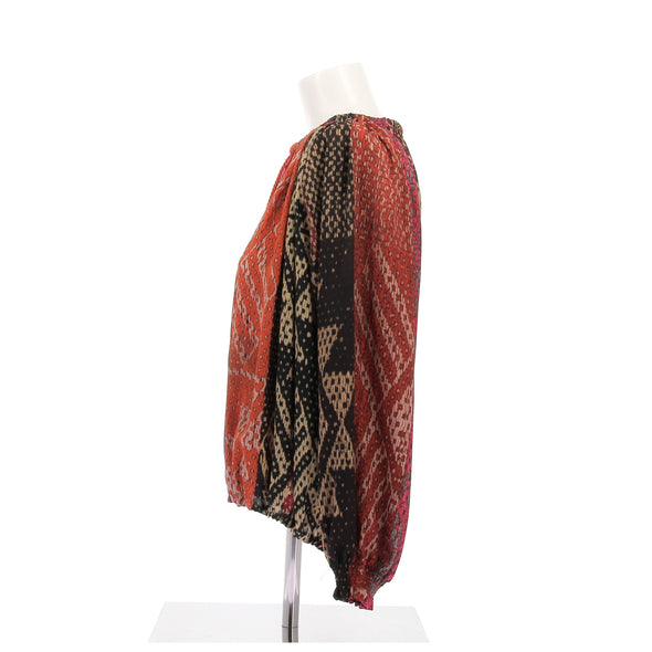 Blouse en soie multicolore