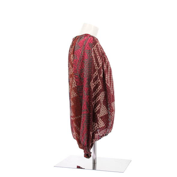 Blouse en soie multicolore