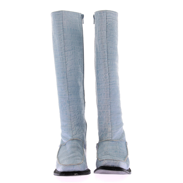 Bottes à talons en cuir