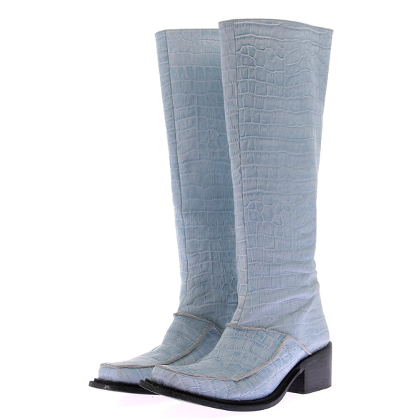 Bottes à talons en cuir