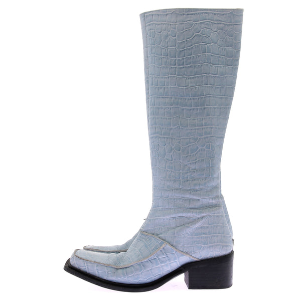 Bottes à talons en cuir