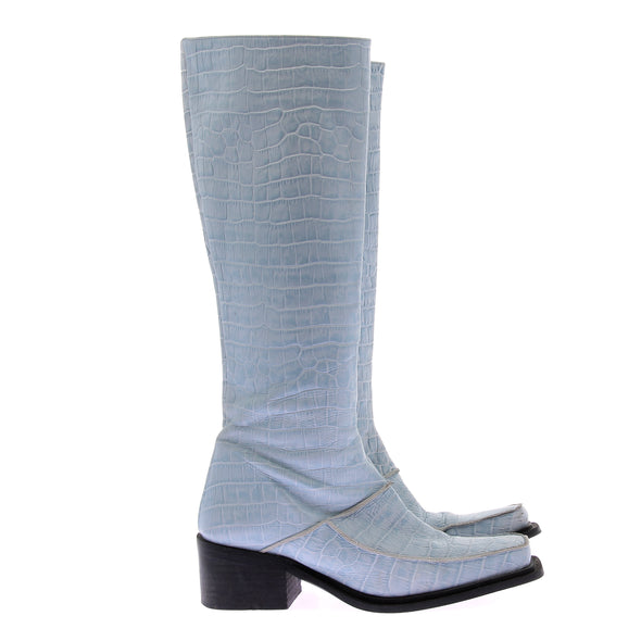Bottes à talons en cuir