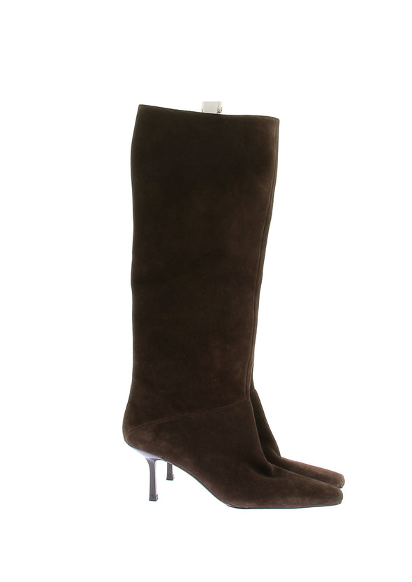 Bottes à talons en daim