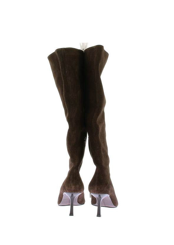 Bottes à talons en daim