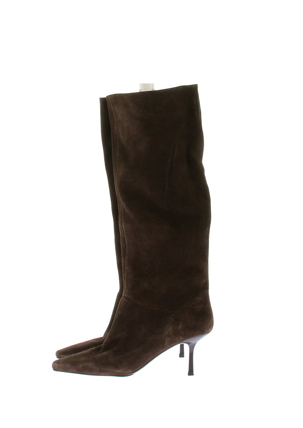 Bottes à talons en daim