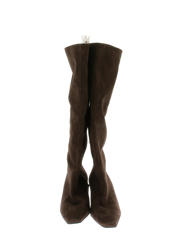 Bottes à talons en daim