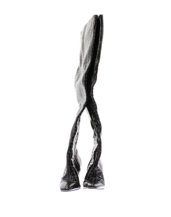 Bottes à talons en cuir verni
