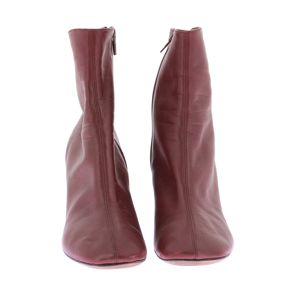Bottines à talons bordeaux