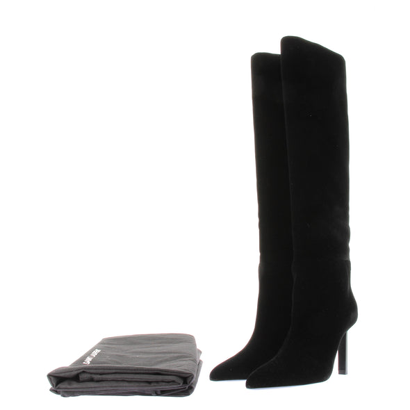 Bottes hautes à talons en daim noir