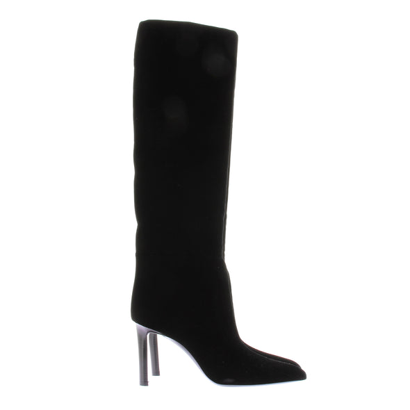 Bottes hautes à talons en daim noir