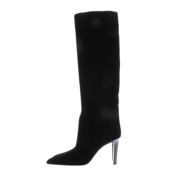 Bottes hautes à talons en daim noir