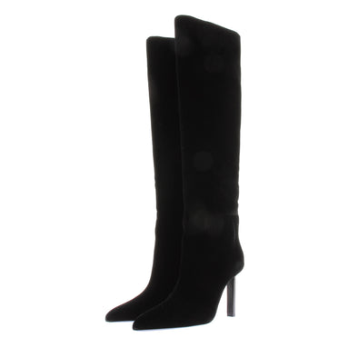 Bottes hautes à talons en daim noir