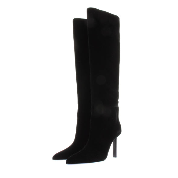 Bottes hautes à talons en daim noir