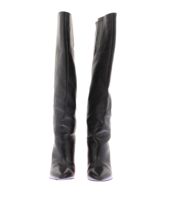 Bottes compensées en cuir