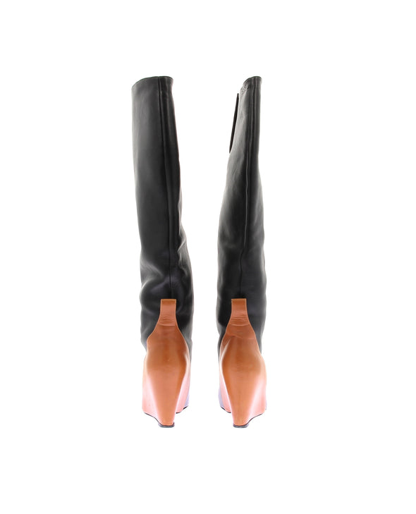 Bottes compensées en cuir