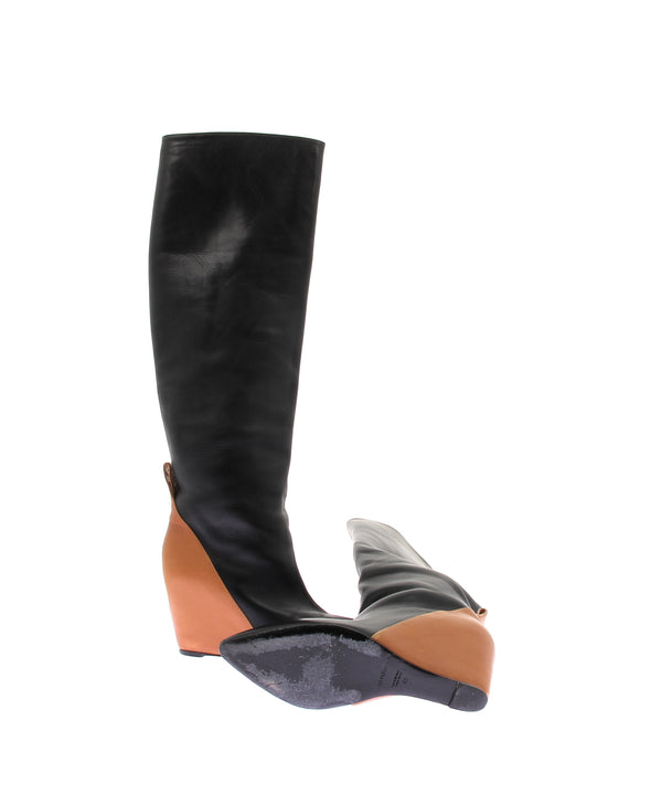 Bottes compensées en cuir