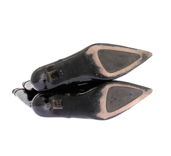 Bottes à talons en cuir verni
