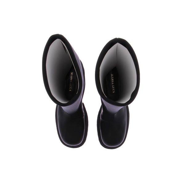 Bottes en cuir noir et tige néoprène