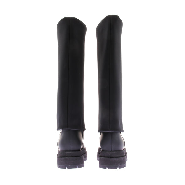 Bottes en cuir noir et tige néoprène